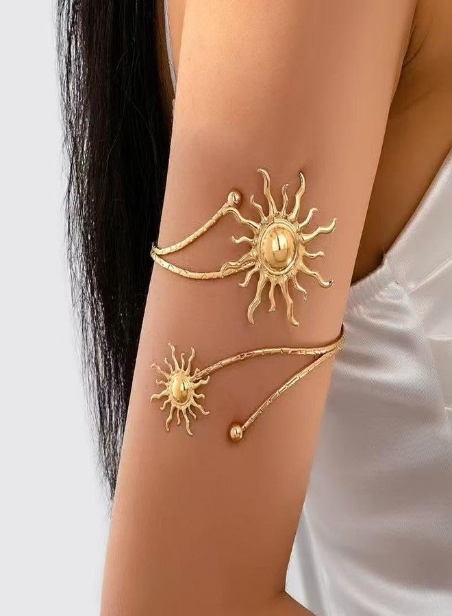 Thalireth Upper Arm Cuff Gold Sun Armlet Open Cuff Wrap Bracelet Arm Bangles Adjustable Bohemian Jewelry Gift For Women (Sun Gold) - Image 5